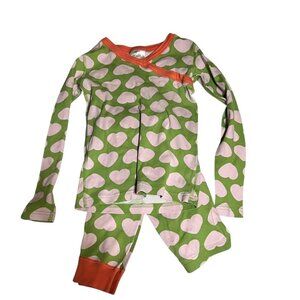 Hanna Andersson Girls Heart Print Organic Cotton Pajama Set Long Sleeve size 8